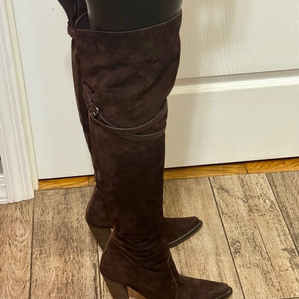 Donald J Pliner espresso suede over the knee boots size 10